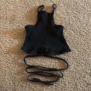 Black Ribbed Halter Top